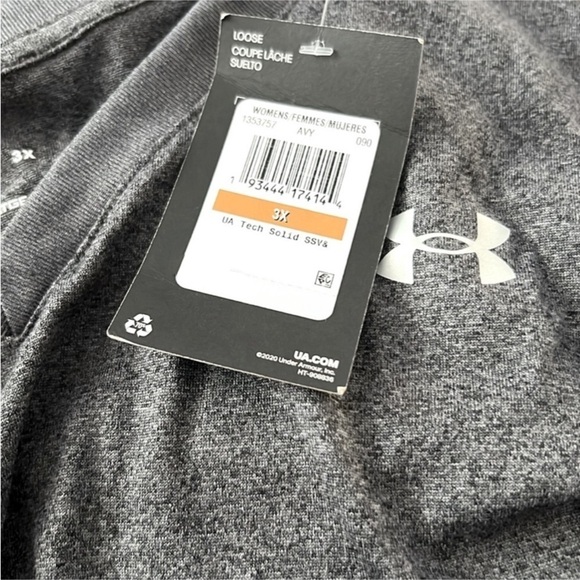 UNDER ARMOUR • Women’s Grey UA Tech Solid Short Sleeve V-Neck Shirt Athletic Top - Picture 7 of 7